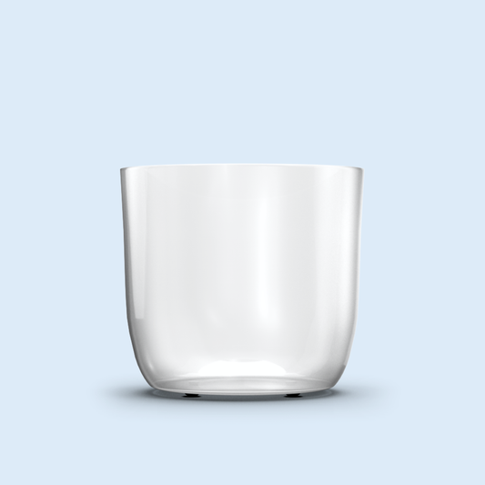clear 4 Ounce Jar plastic candle container on light blue background