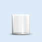 clear 30 Hour Jar plastic candle container on light blue background
