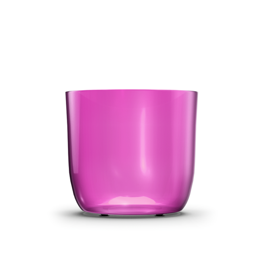 clear, magenta, 4 Ounce Jar plastic candle container on white background