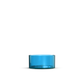 clear, blue Tea Light plastic candle container on white background