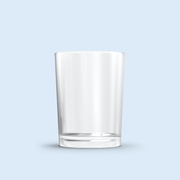 clear Votive plastic candle container on light blue background