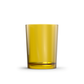 clear, yellow, Votive plastic candle container on white background